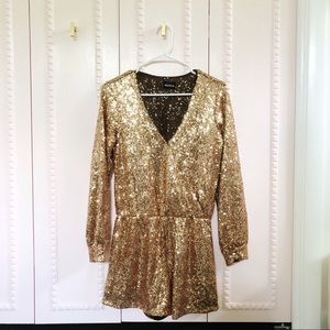 Gold sequin romper!